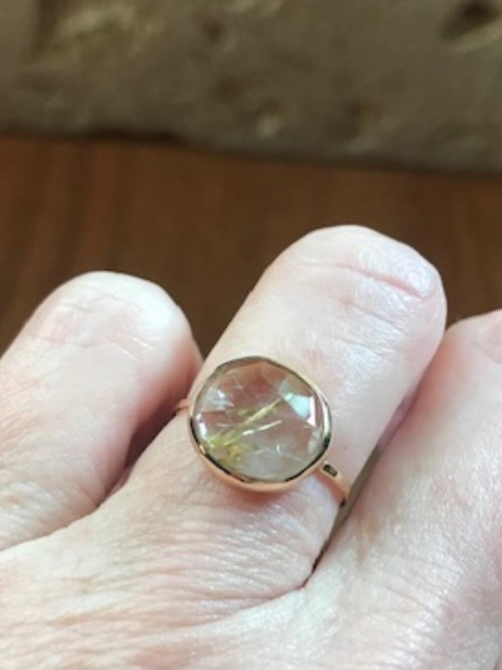Melissa Joy Manning 14K Gold Rutilated Quartz Ring - Picture 4 of 5